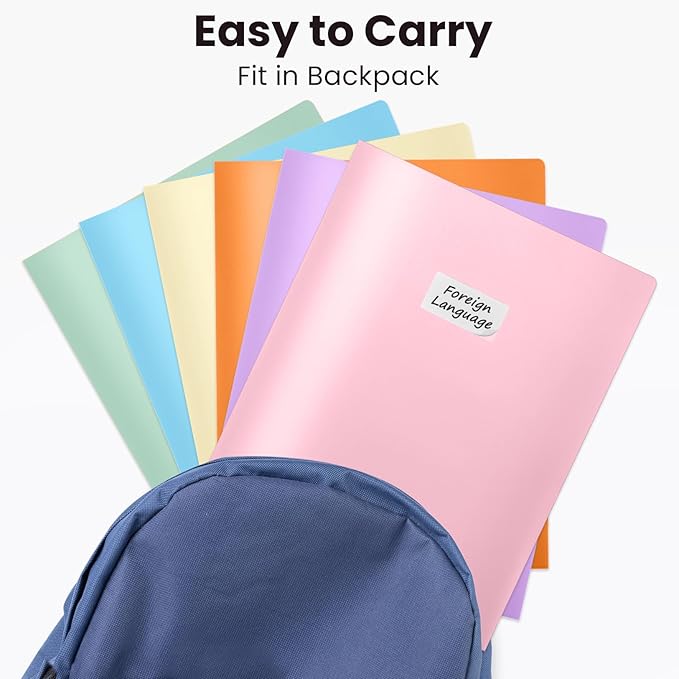 Sooez 6Pack Folders with Pockets, Pocket Folders with Extra Labels, Plastic - Image 5