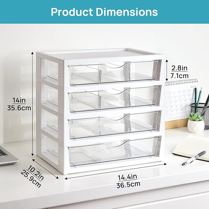 Vtopmart Clear Plastic Desk Organizer, 4-Tier Assemble Desktop File Organizer - Image 2