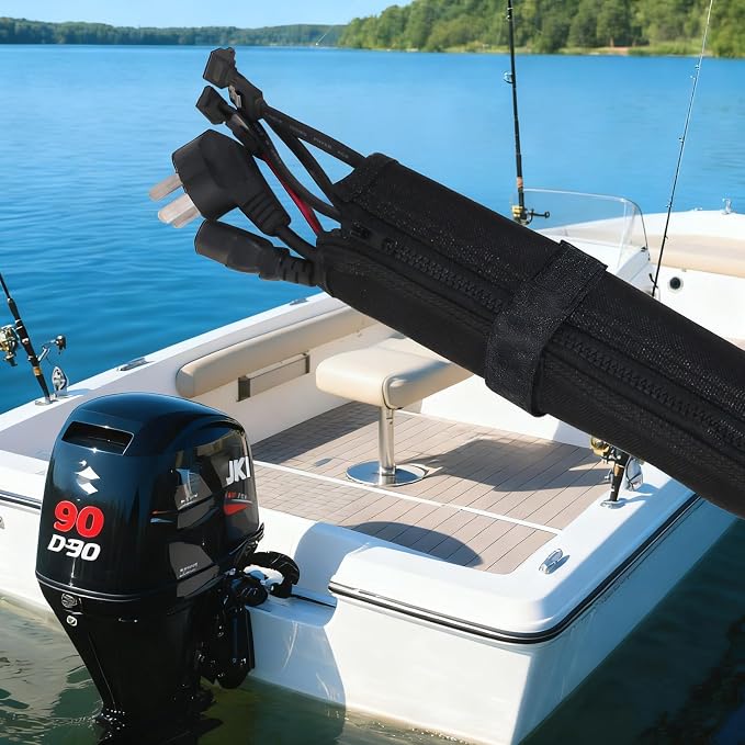 48inch Black Trolling Motor Cable Sleeve | Heavy-Duty Polyester 2" Diameter - Image 2