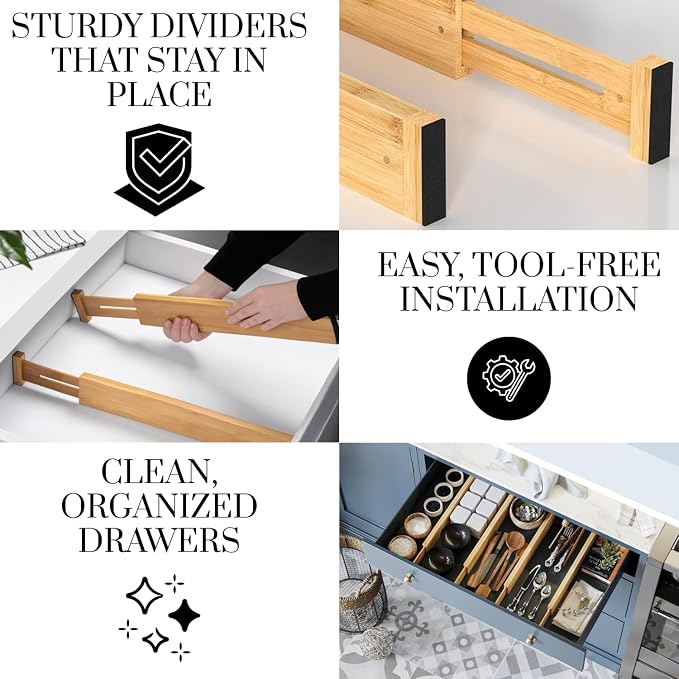 Expandable Bamboo Drawer Dividers 8 pack - Image 7