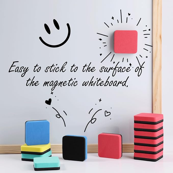 XKDOUS 35 Pack Dry Erase Eraser, Magnetic Whiteboard Eraser Bulk, Small White - Image 4