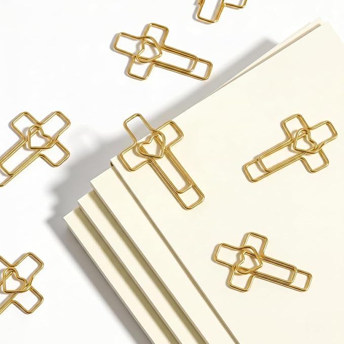 80 PCS Gold Heart Cross Paper Clips, Journaling, Church Events, Teacher - Image 7