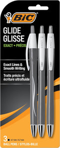 BIC Glide Exact Black Retractable Ballpoint Pens, Fine Point, 3-Count Pack by BIC