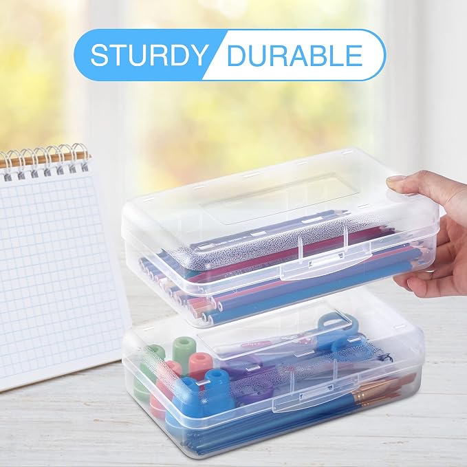 Sooez 3 Pack Pencil Case, Large Hard Pencil Box Bulk, Plastic Storage Container - Image 3