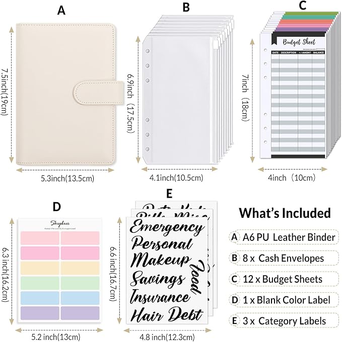 SKYDUE Budget Binder with 8pcs Zipper Envelopes, Money Organizer - Image 3