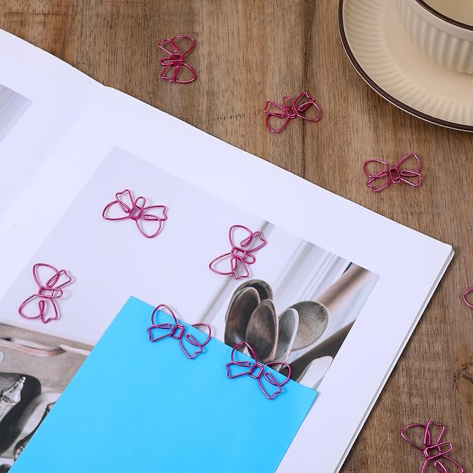 100PCS Pink Paper Clips, Ymapinc Cute Bow Small Paperclips, Fancy Metal - Image 4