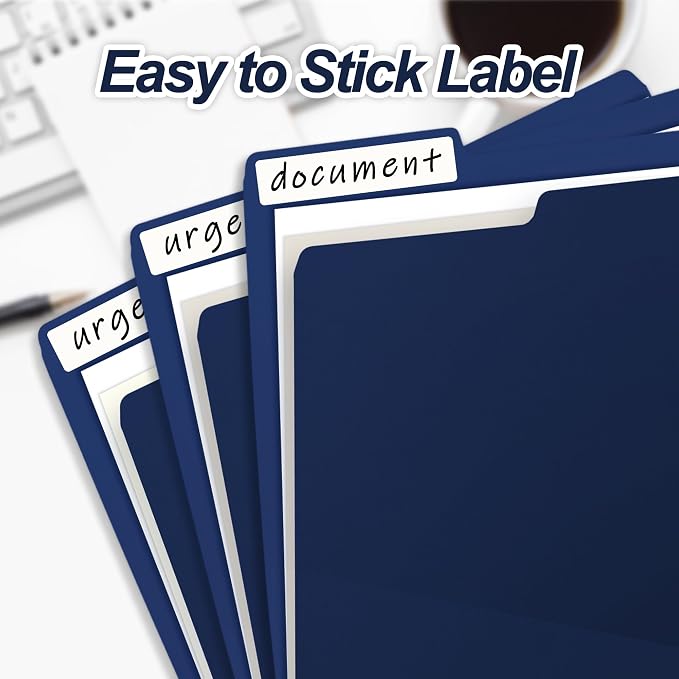 VZCPYTPM 100 Pack Navy Blue File Folder, 1/3-Cut Tabs, Paper File Folders - Image 7