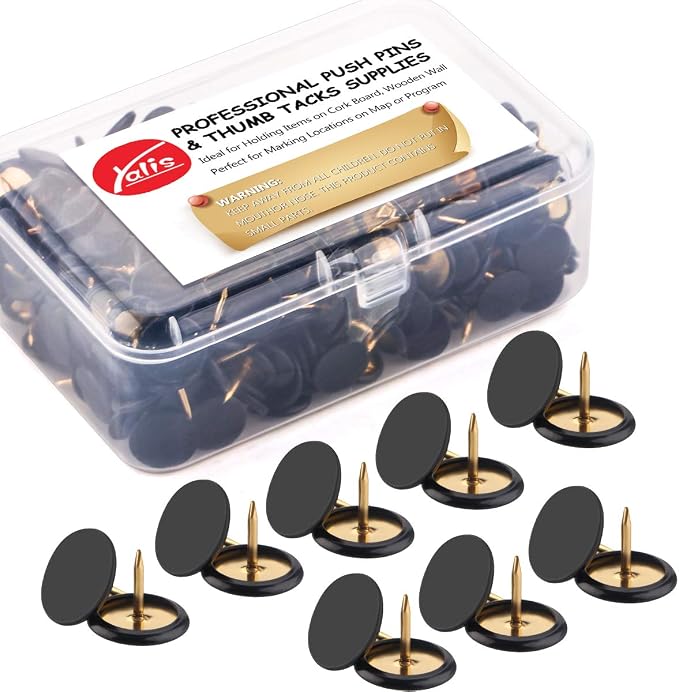 Thumb Tacks 400-count, Colors Plastic Roundness Push Pins Decorative Tacks by Yalis