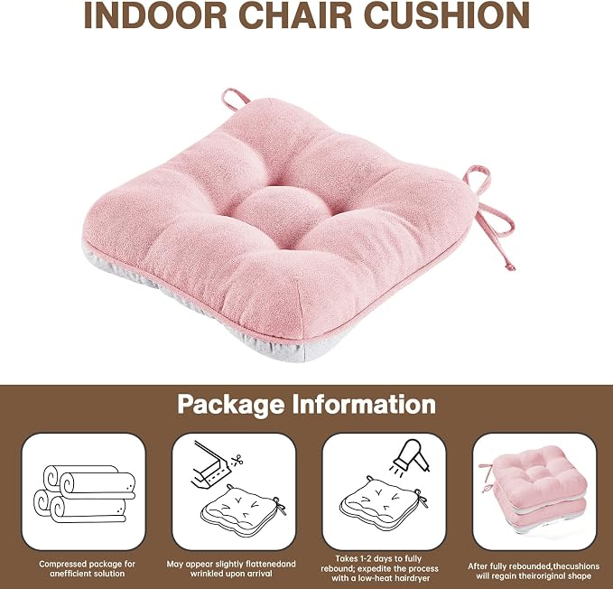 BETU Pink Chair Cushions for Dining Chairs Set of 4, 3.5" Thick Kitchen Table - Image 9