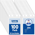 100 Pcs Vertical Badge Holders, Waterproof ID Badge Holder, Credit Cards by YesBes