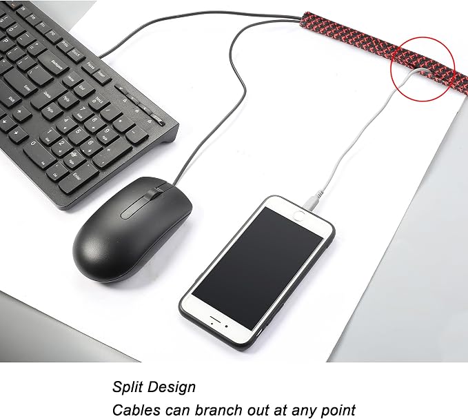 25ft - 1/2 inch Braided Cable Management Sleeve Cord Protector - Self-Wrapping - Image 3
