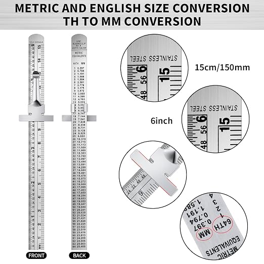 20 Pieces 6 Inch 15 cm Pocket Ruler Flexible Precision Stainless Steel Ruler - Image 3