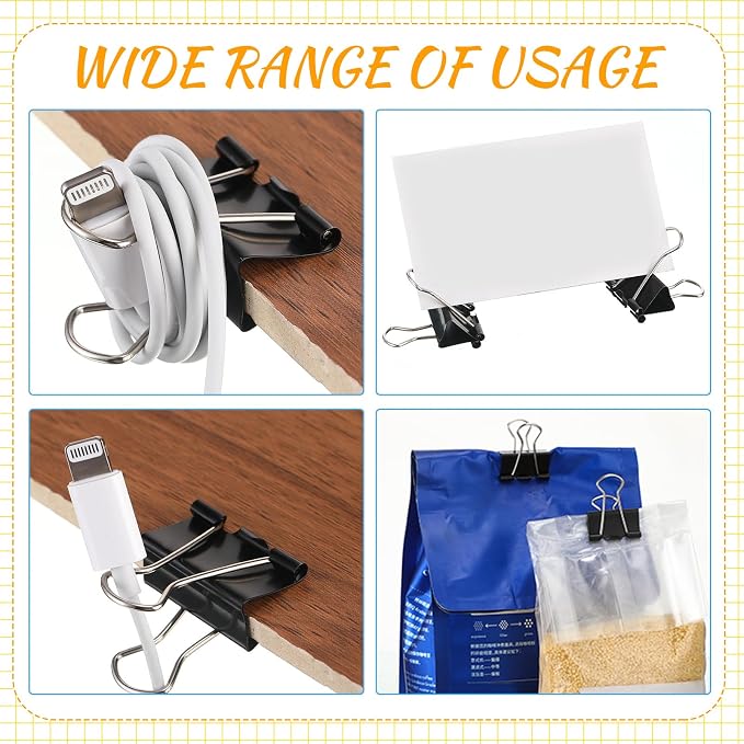 Jetec 500 Pieces 1 Inch Black Binder Clips Bulk Medium Paper Clamps Metal Paper - Image 3