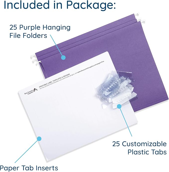25 Blue Summit Supplies Purple Hanging File Folders - Image 3