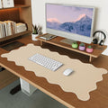 iCasso Leather Mouse Pad, Extra Large Desk Pad, Cute Scalloped Computer Mat by iCasso