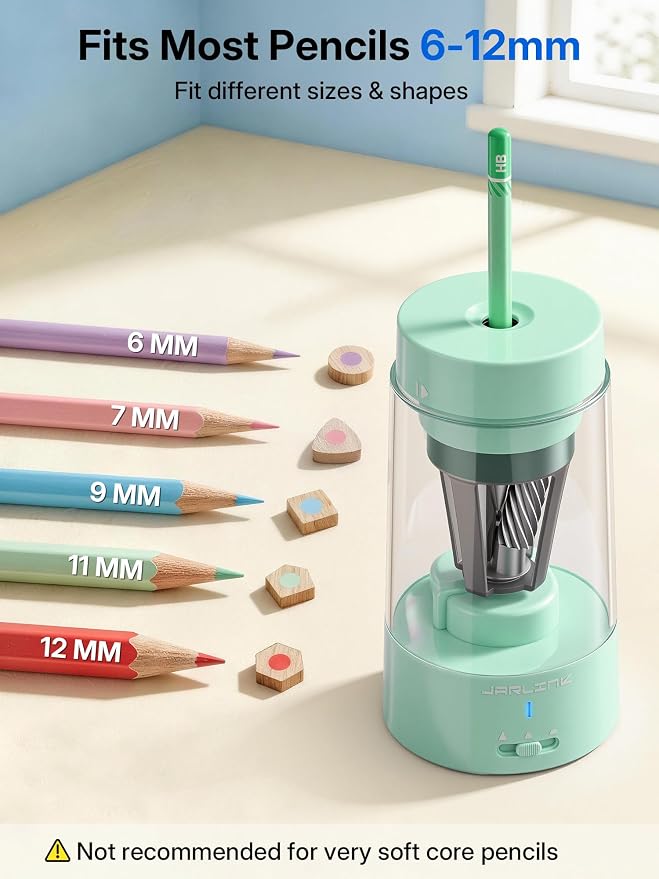 JARLINK Electric Pencil Sharpener, Fully Automatic Rechargeable Pencil Sharpener - Image 3