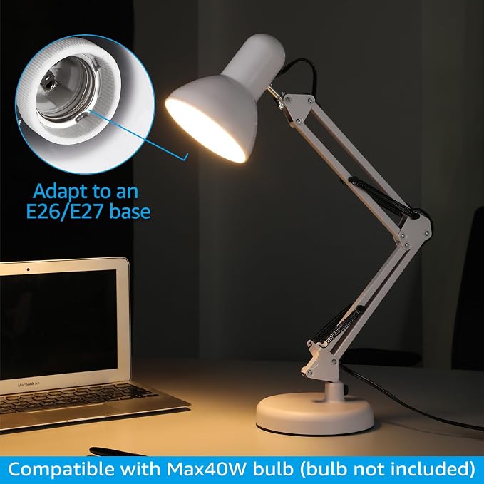 TORCHSTAR Metal Desk Lamp, Adjustable Swing Arm, - Image 7