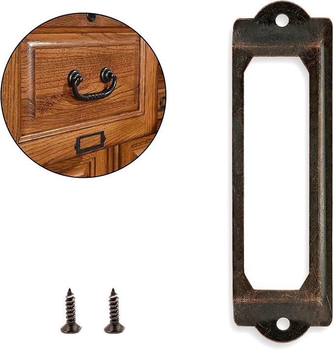 60 Pcs Antique Label Holder, 2.3 Inch, Office File Cabinet Shelves Drawer - Image 9