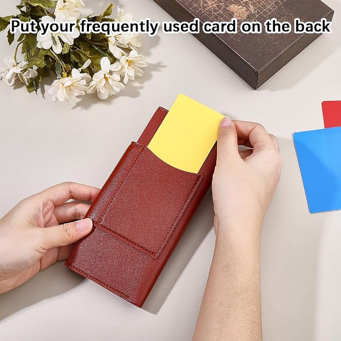 Brown PU Leather Cash Wallet Envelope All in One Long Bifold 2 Tier Reusable - Image 4