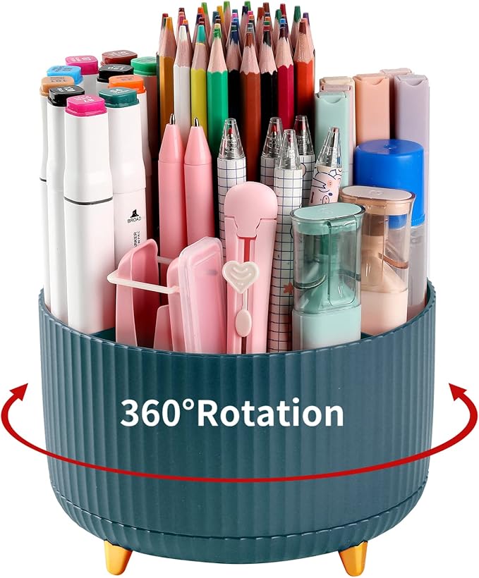 Desk Pencil Pen Holder, 5 Slots 360°Degree Rotating Pen Organizers by EDENMS