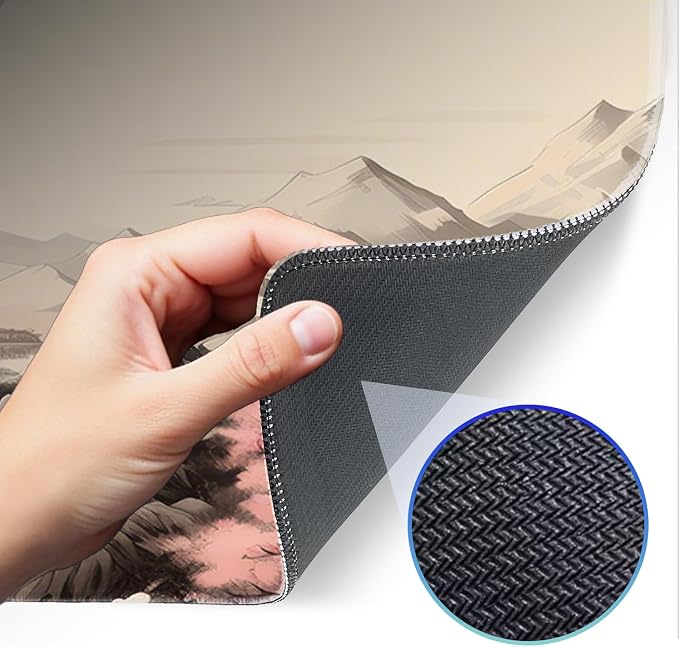 Japanese Sakura Gaming Mouse Pad, Non-Slip Rubber Base, Stitched Edges - Image 4