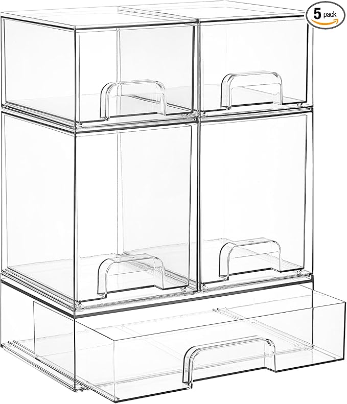 Vtopmart Stackable Storage Drawers Set of 5, Beauty Supplies Storage, Pantry by Vtopmart