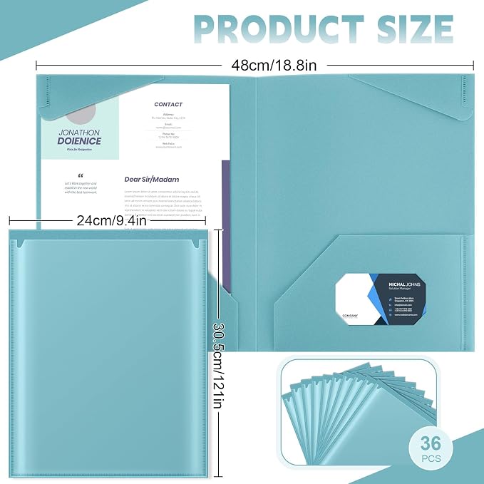 Henoyso 36 Pack Sapphire Blue Plastic Folders - Image 2