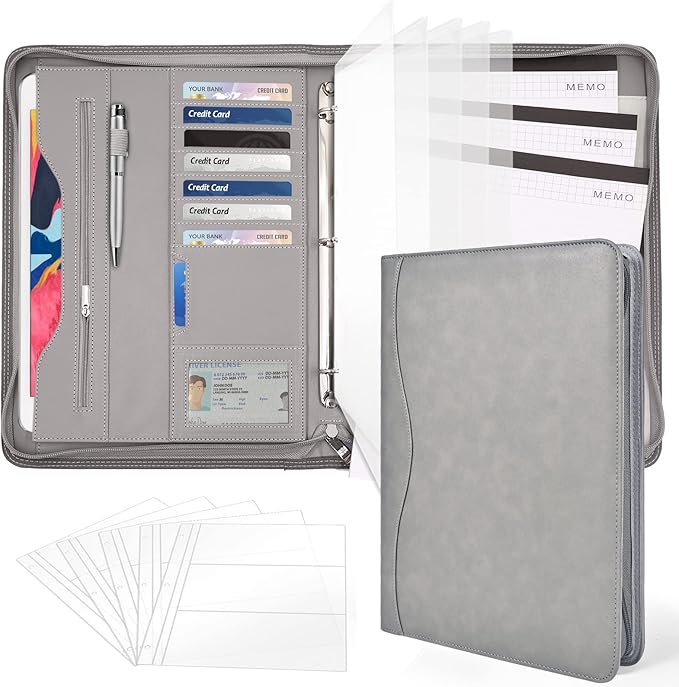 3-Ring Padfolio Portfolio Binder Organizer, PU Leather Folder Binder Business by Sbrinnaliao