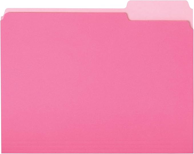 Amazon Basics File Folders for Organization, Letter Size, 1/3 Cut Tab by AmazonBasics