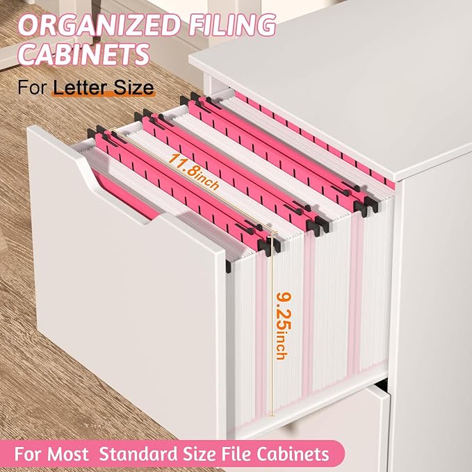 Extra Capacity Plastic Hanging File Folder Letter Size, 12 Pack Reinforced Hang - Image 3
