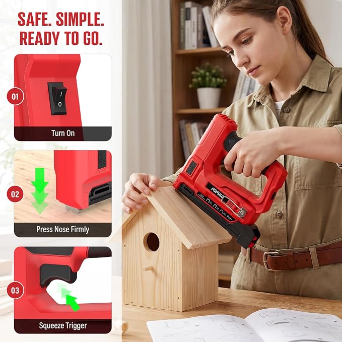 POPULO Electric Staple Gun 4 in 1 Cordless Stapler, 4V Rechargeable Band Nailer - Image 3