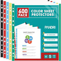 Sheet Protectors, PANDRI 600 Pack Color Heavy Duty Plastic Page Protectors by PANDRI