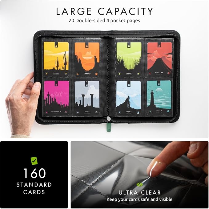 Vault X 4 Pocket Zip Binder, 160 Cards, Exo-Tec Material, 20 Side-Loading Pages - Image 4