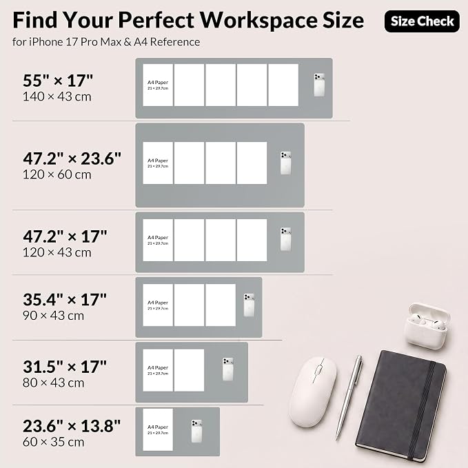AFIING Cork Desk Mat, 35.4" x 17", Light Grey, Desk pad Protector | Dual-Sided - Image 7