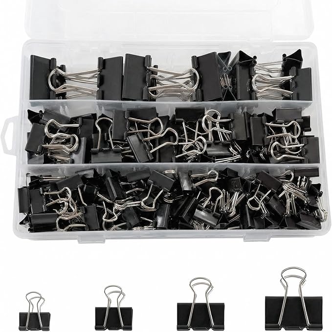 180 Pcs Binder Clips Assorted Sizes, 4 Sizes Cute Binder Clips Large Medium by Unknown