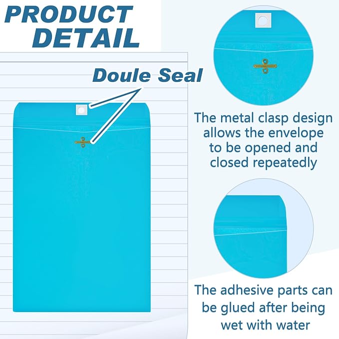 Geyee 100 Pcs Clasp Manilla Envelopes 6 x 9 Inch Gummed Colored Envelopes - Image 3