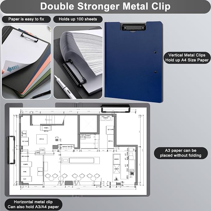 SFLHHDM 1 PCS Clipboards Foldable, Folding 360°Cover Folder Clipboard, Plastic - Image 3