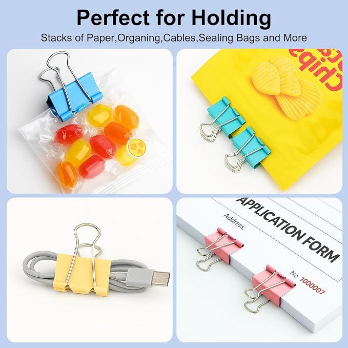 Colored Binder Clips, Medium Binder Clip 1.25 Inch - Image 5