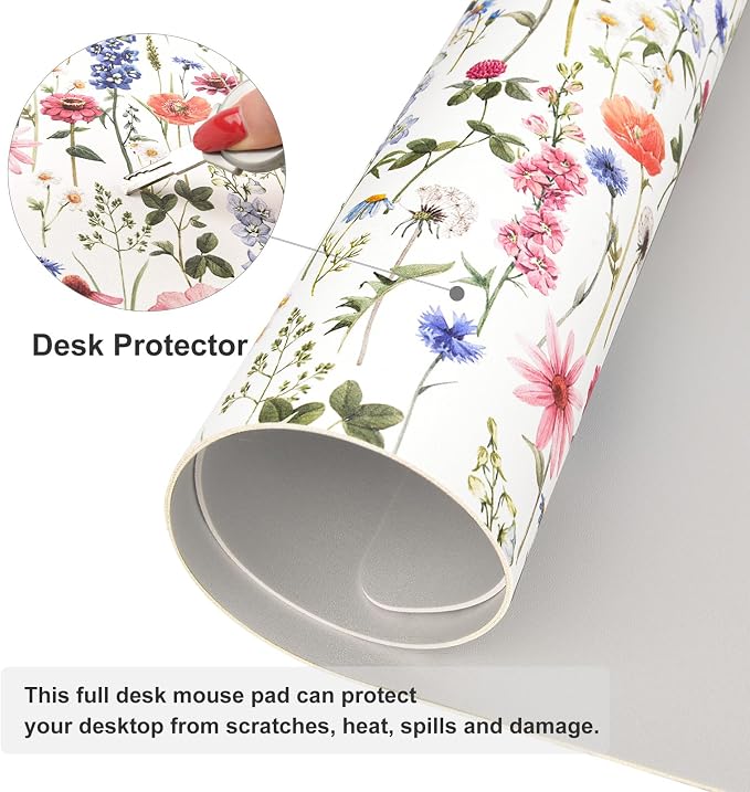 Colorful Star Large Mouse Pad, Watercolor Floral Desk Mat Office Supplies - Image 4