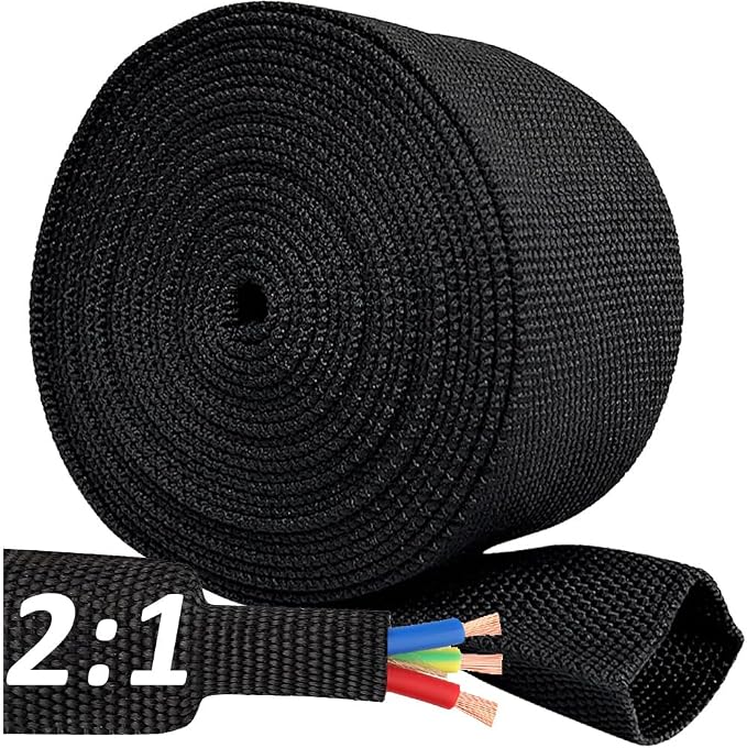 20 FT 1/4 inch 2:1 Heat Shrinkable Braided Sleeving Heat Shrink Sleeve Abrasion by RockDIG