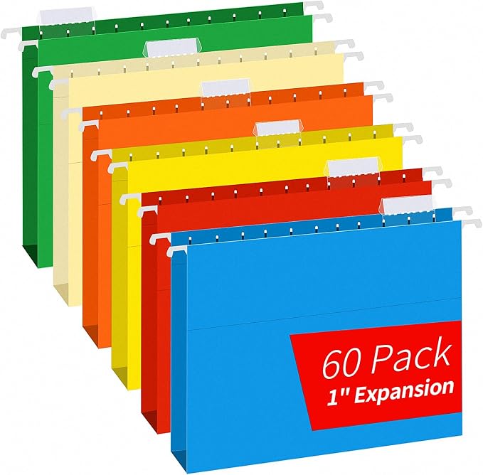 Extra Capacity Hanging File Folders, RAZCC 60 Pack Letter Size Reinforced by RAZCC