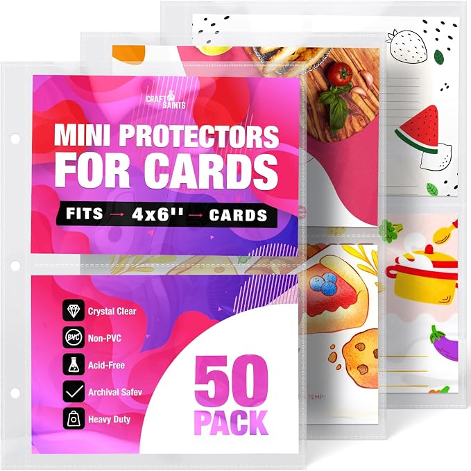 100 Pockets Mini Sheet Protectors fit 4x6'' Cards by CraftSaints