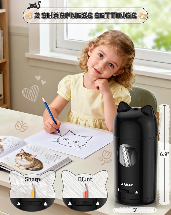 AFMAT Electric Pencil Sharpener, Fully Automatic Pencil Sharpener - Image 5