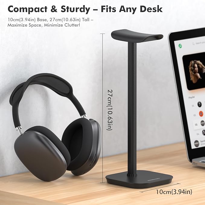 Headphone Stand, Desktop Headset Holder Heavy Base Desk Earphone Stand Aluminum - Image 2