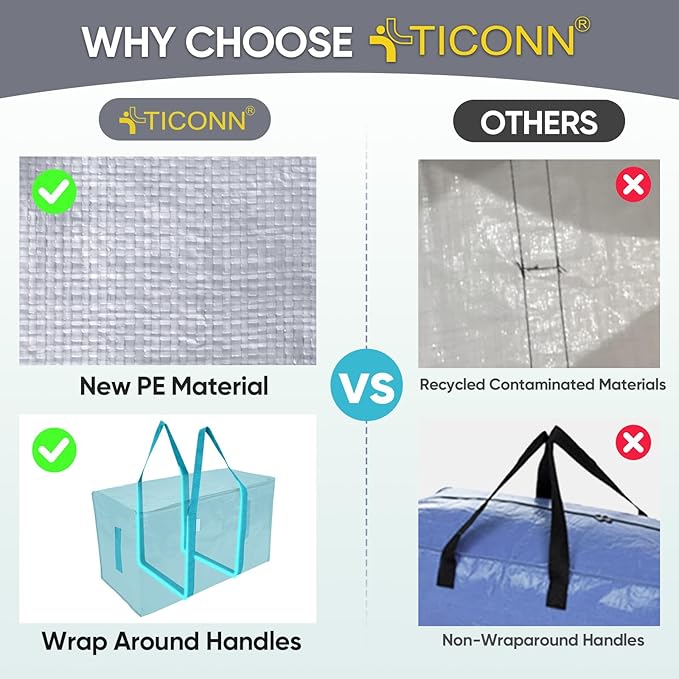 TICONN 8 Pack Extra Large Moving Bags Heavy Duty - Image 4