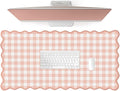 Scalloped‌ Pink Checkered Gingham Desk Mat Cute Pastel Large Mouse Pad Kawaii by Unknown