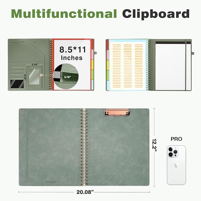 Clipboard with Storage for Men Women, Leather Padfolio Portfolio Organizer 5 - Image 2