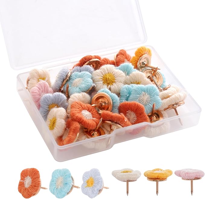 hoyuwak 30pcs Push Pins Cute Decorative Flower Thumb Tacks Bulletin Board Color by hoyuwak