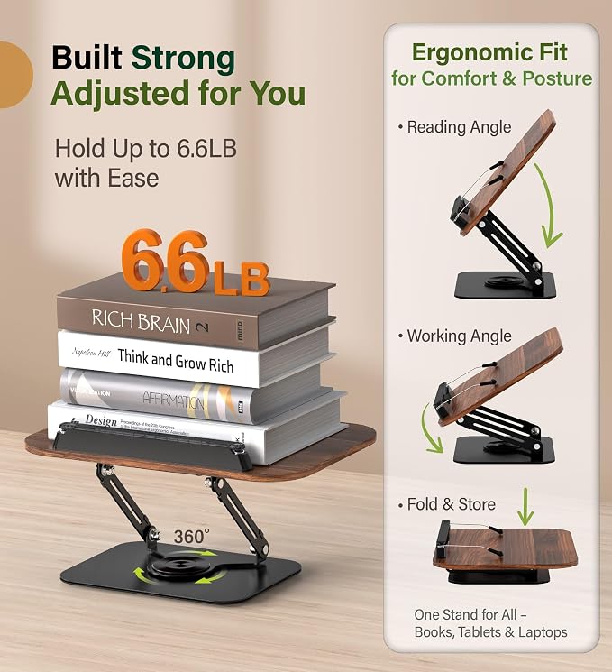 Adjustable Book Stand for Reading – Durable Build Quality, 360° Rotating Base - Image 6