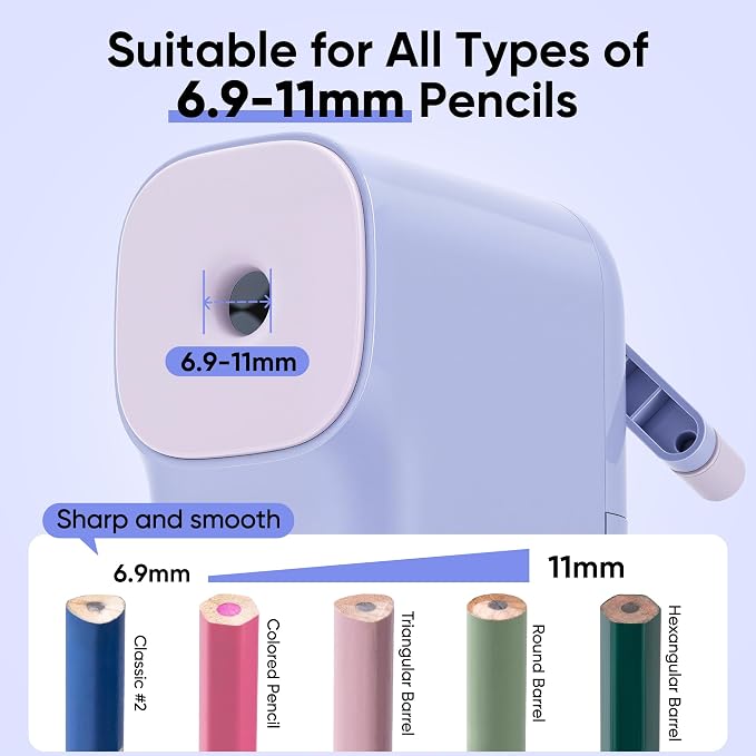 Deli Manual Pencil Sharpener for Classroom, 6.9-11mm No.2 /Colored Pencils - Image 2